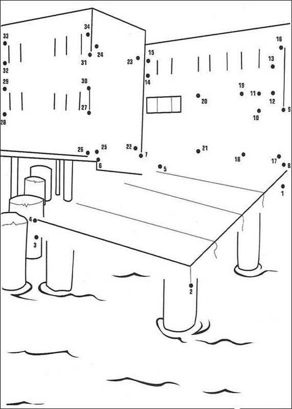 Ship port dot to dot game coloring pages - Hellokids.com