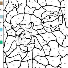 Bear family color by number - Coloring - COLOR by NUMBER coloring pages - ANIMAL Color by Number coloring pages - BEAR color by number