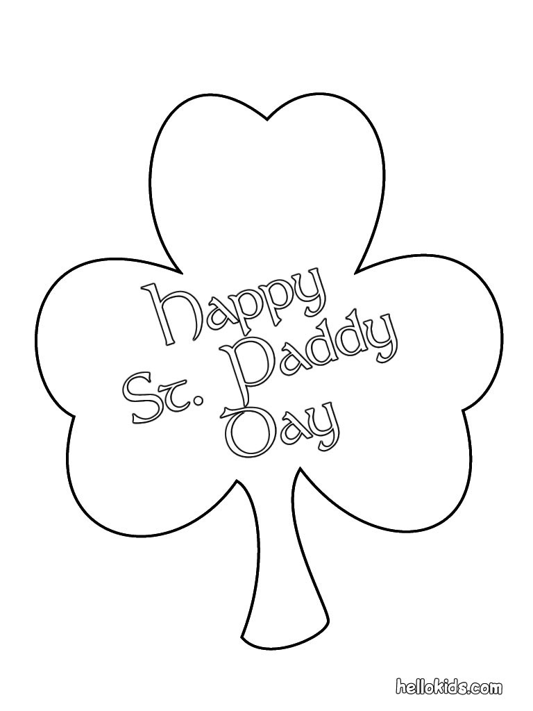 Happy St Patrick's Day Coloring Page - inside of shamrock #1. title=