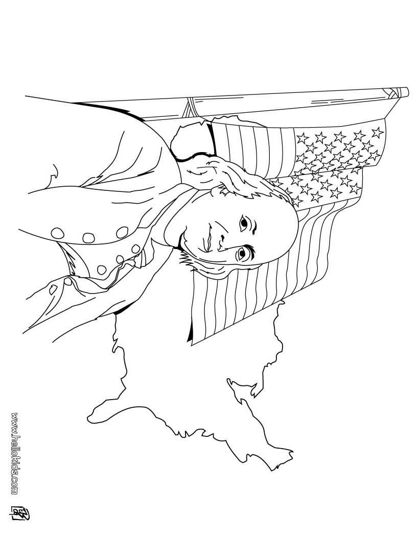 benjamin franklin and flag coloring page source sdv