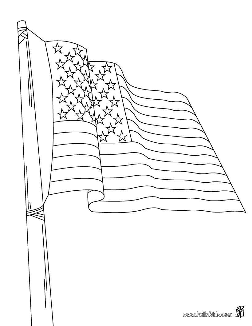 Bald Eagle Flag Coloring Pages Hellokids Usa Page