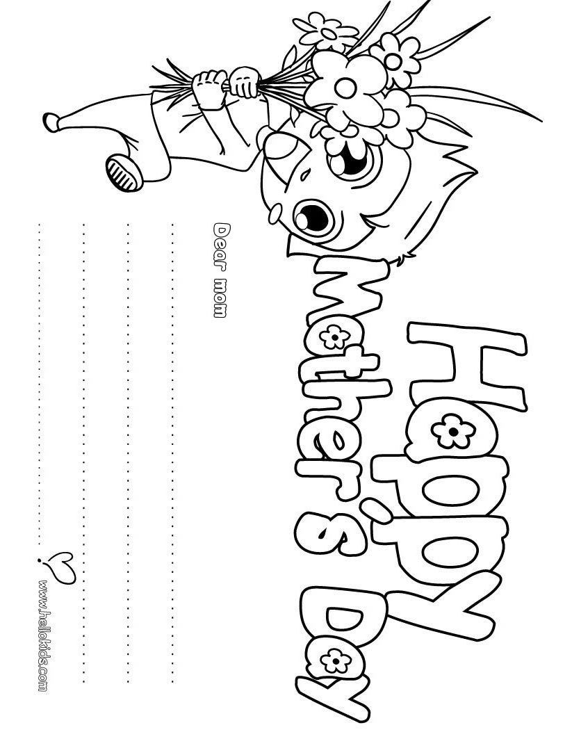 Happy Mother's Day greeting card - Coloring - Holiday coloring pages - Mother's Day coloring pages