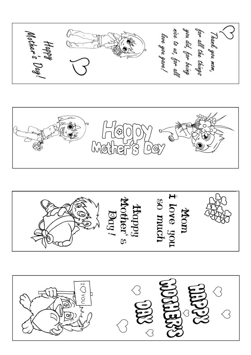 Mother's Day bookmark coloring page - Coloring - Miscellaneous coloring pages - Bookmark coloring pages - Bookmarks black and white