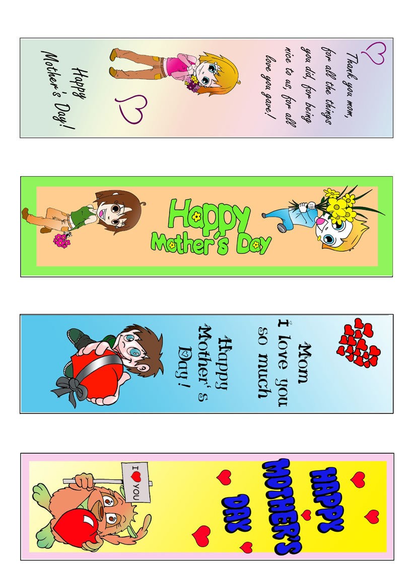 Colored Mother's Day bookmark