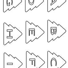 Christmas Letters A to I - Coloring - ALPHABET coloring pages - CHRISTMAS TREE letters of alphabet coloring pages
