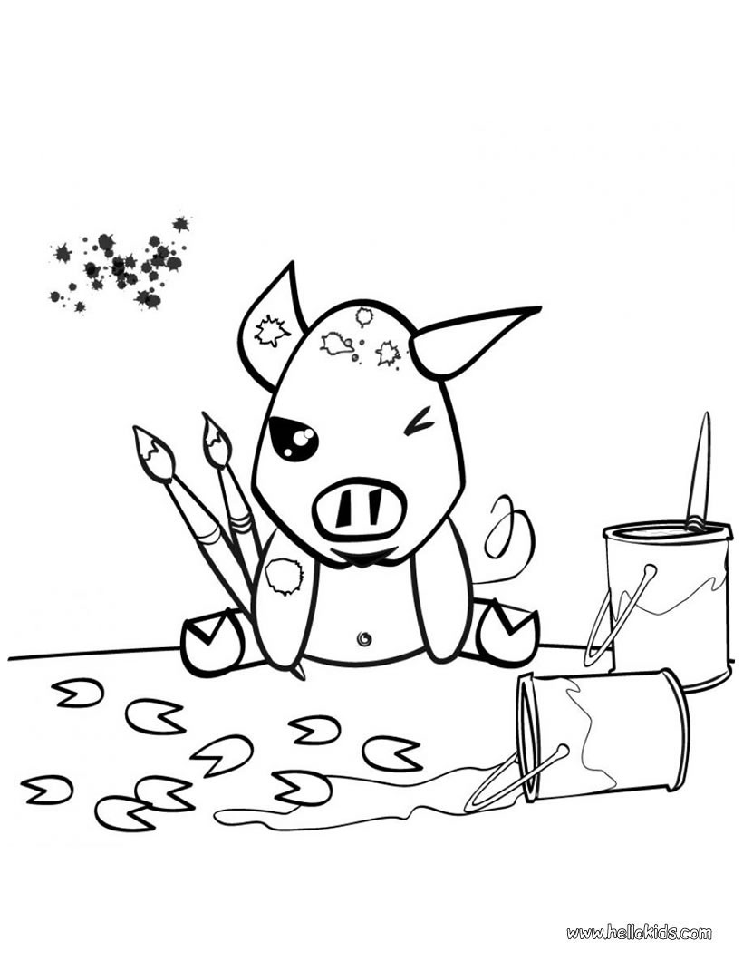 painting pig coloring page source p4i