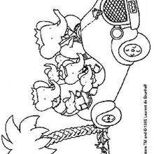 Babar's family in the car - Coloring page - CHARACTERS coloring pages - CARTOON CHARACTERS Coloring Pages - BABAR coloring pages