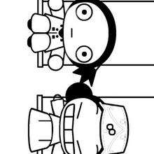 Pucca having a swing with her friend coloring page