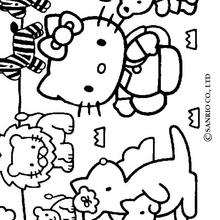 HELLO KITTY and pets coloring page - Coloring page - GIRL coloring pages - HELLO KITTY coloring pages