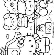 Hello Kitty building a sand castle coloring page - Coloring page - GIRL coloring pages - HELLO KITTY coloring pages