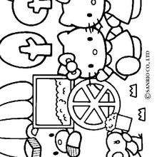 Hello Kitty eating popcorns with friends coloring page - Coloring page - GIRL coloring pages - HELLO KITTY coloring pages
