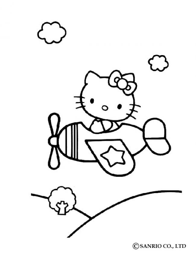 Hello kitty in airplane coloring pages - Hellokids.com