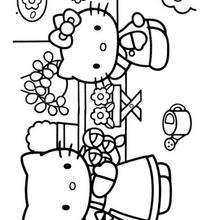 Hello Kitty with her mummy coloring page - Coloring page - GIRL coloring pages - HELLO KITTY coloring pages