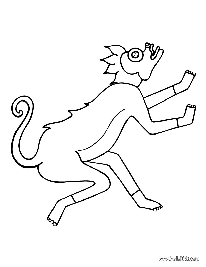 Monkey-prehispanic-coloring-page