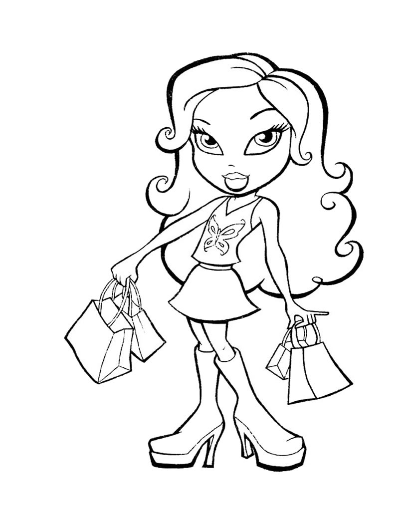 Bratz with her puter Shoping Bratz coloring page Coloring page GIRL coloring pages BRATZ coloring pages
