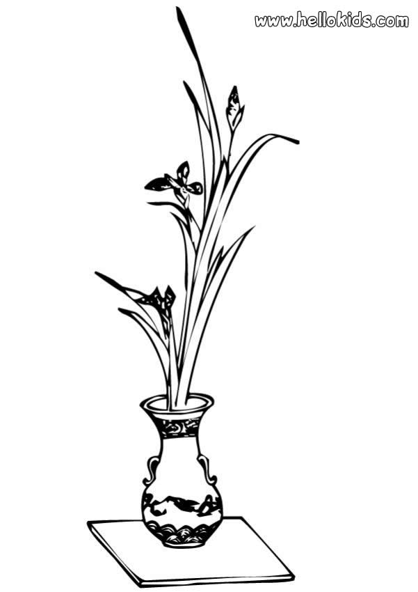 Vase With Flowers Coloring Pages Hellokids Com