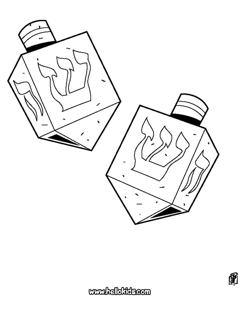 dreidel and menorah coloring pages