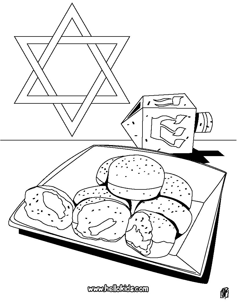 Hanukkah doughnut coloring page Coloring page HOLIDAY coloring pages HANUKKAH coloring pages