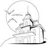 Halloween haunted castles and landscape coloring pages - Holiday coloring pages - Coloring