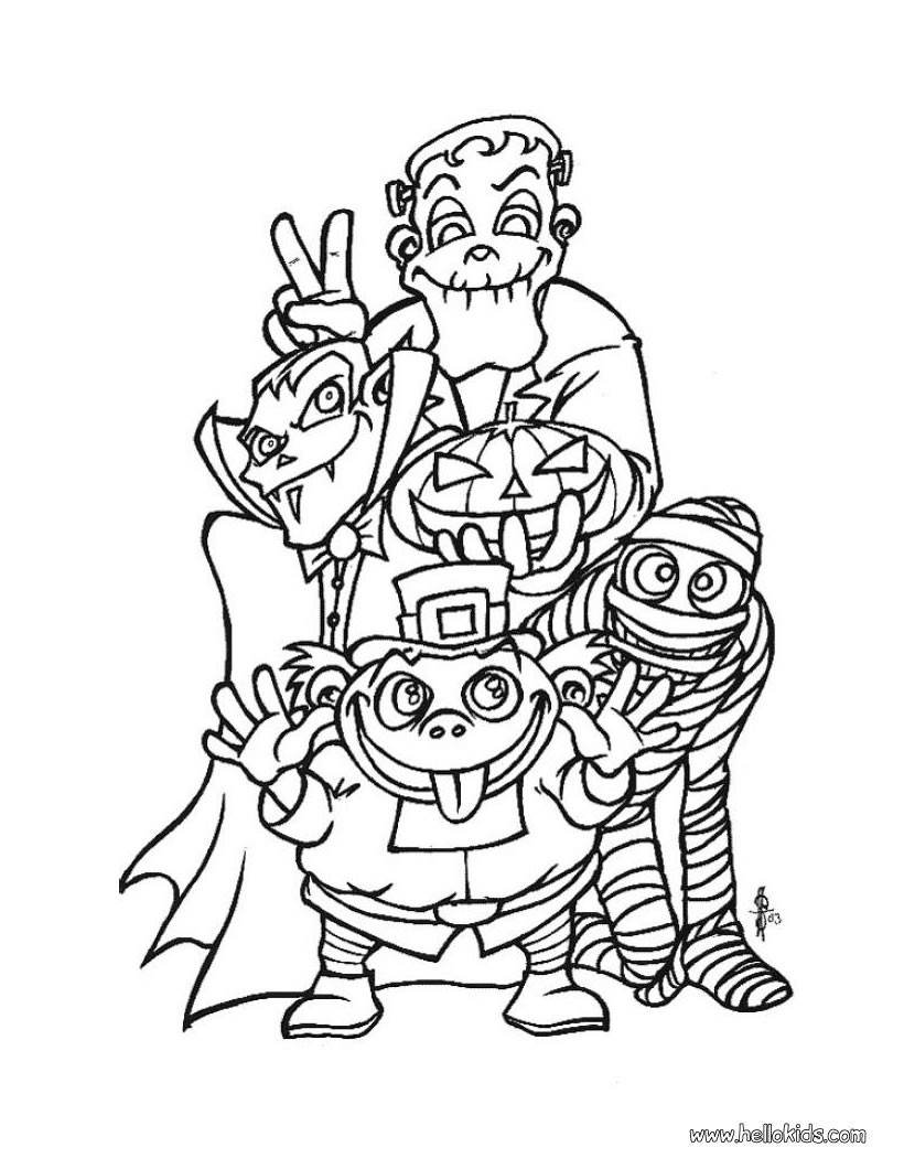 halloween monsters coloring page source bbo