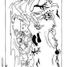 Halloween trick or treating coloring page - Coloring - Holiday coloring pages - Halloween coloring pages - Halloween Monster coloring pages