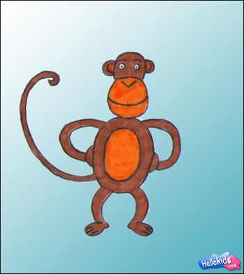 How to draw a monkey - Drawing for kids - HOW TO DRAW lessons - How to draw ANIMALS - How to draw WILD ANIMALS