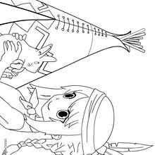 Indian girl coloring page - Coloring page - HOLIDAY coloring pages - THANKSGIVING coloring pages - INDIAN coloring pages