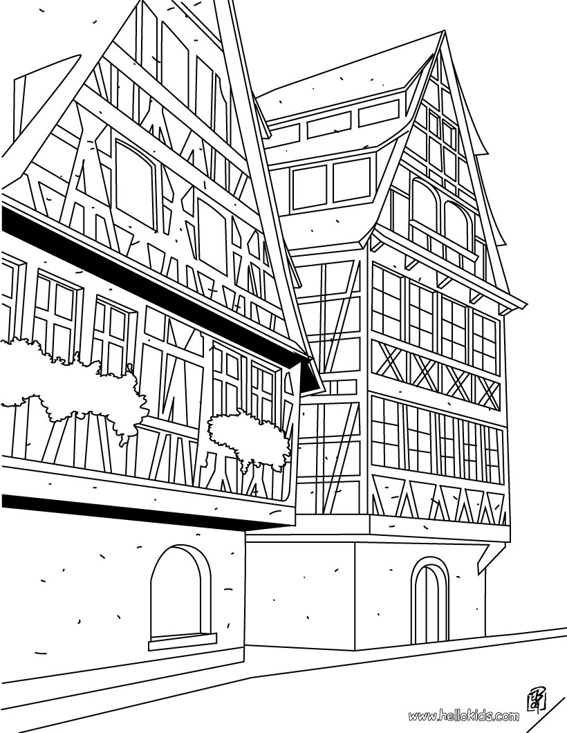 Typical strasbourg house coloring pages   Hellokids.com