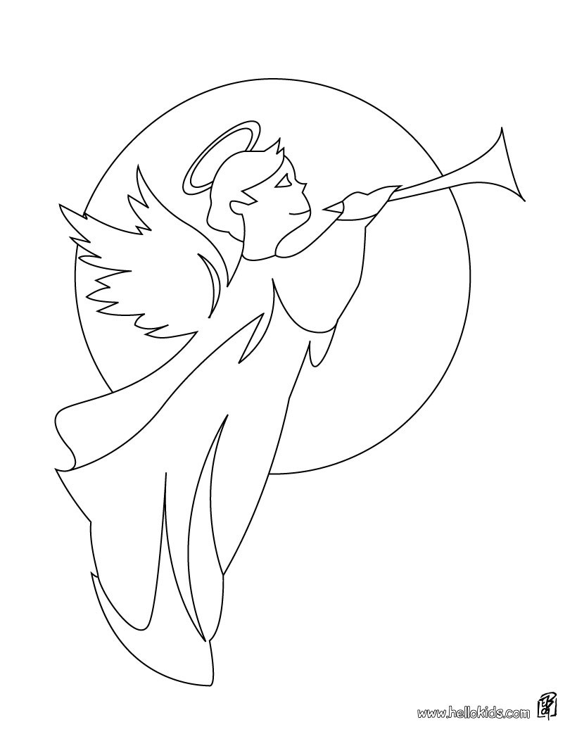Two Angels in the sky Angel Gabriel coloring page Coloring page HOLIDAY coloring pages CHRISTMAS coloring pages