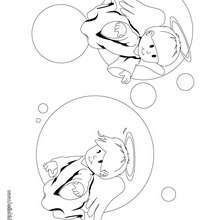 Two Angels coloring page - Coloring page - HOLIDAY coloring pages - CHRISTMAS coloring pages - CHRISTMAS ANGEL coloring pages