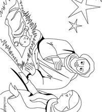 Joseph, Mary, baby Jesus coloring page