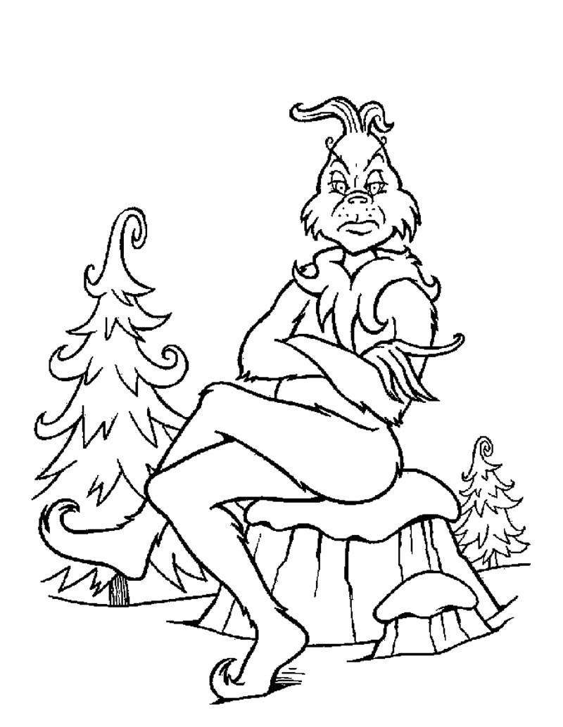 The grinch is unhappy coloring pages