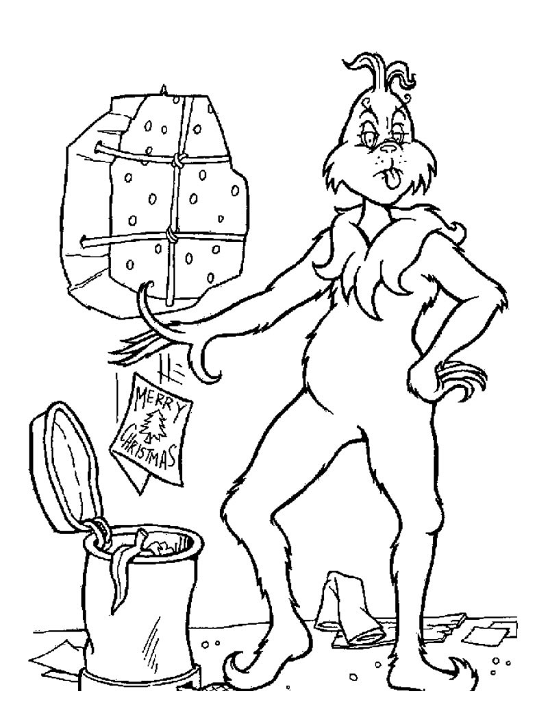 The grinch throws christmas letters out coloring pages