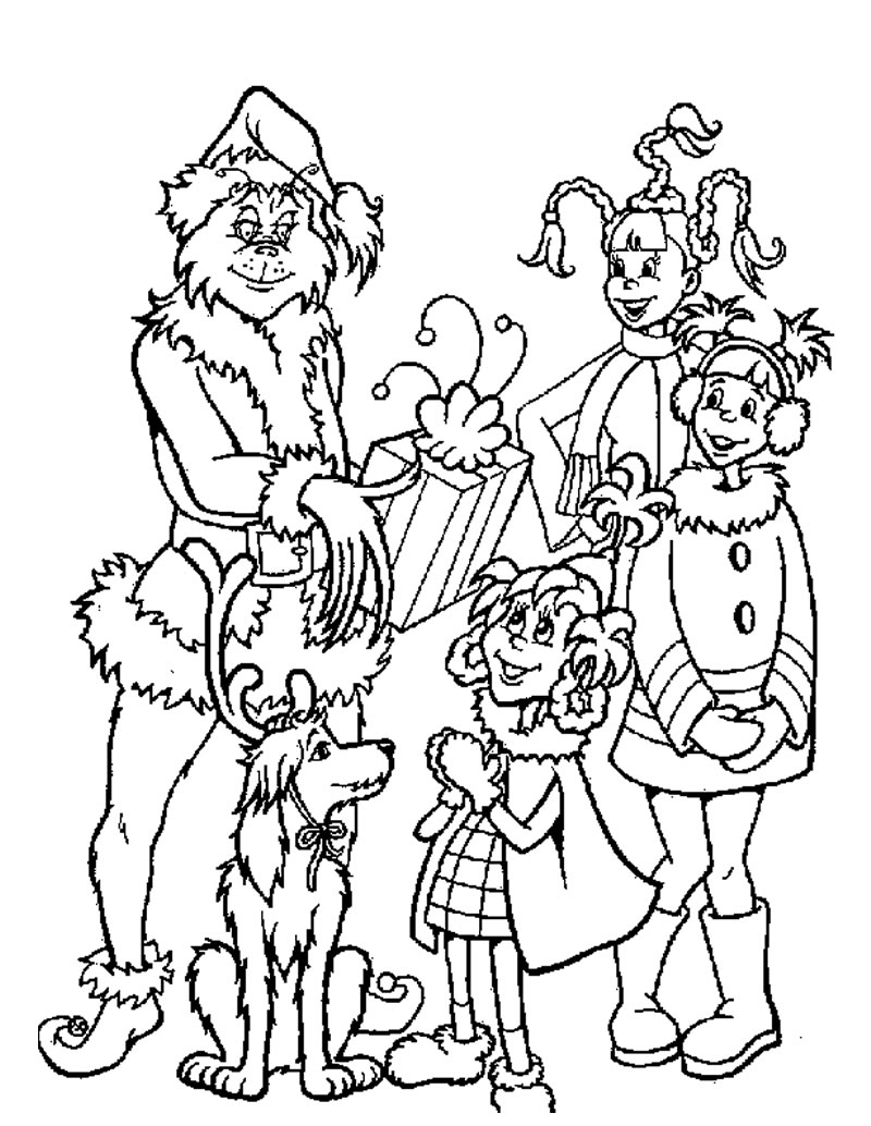 Grinch Gives Out Christmas Gifts Coloring Pages Hellokids
