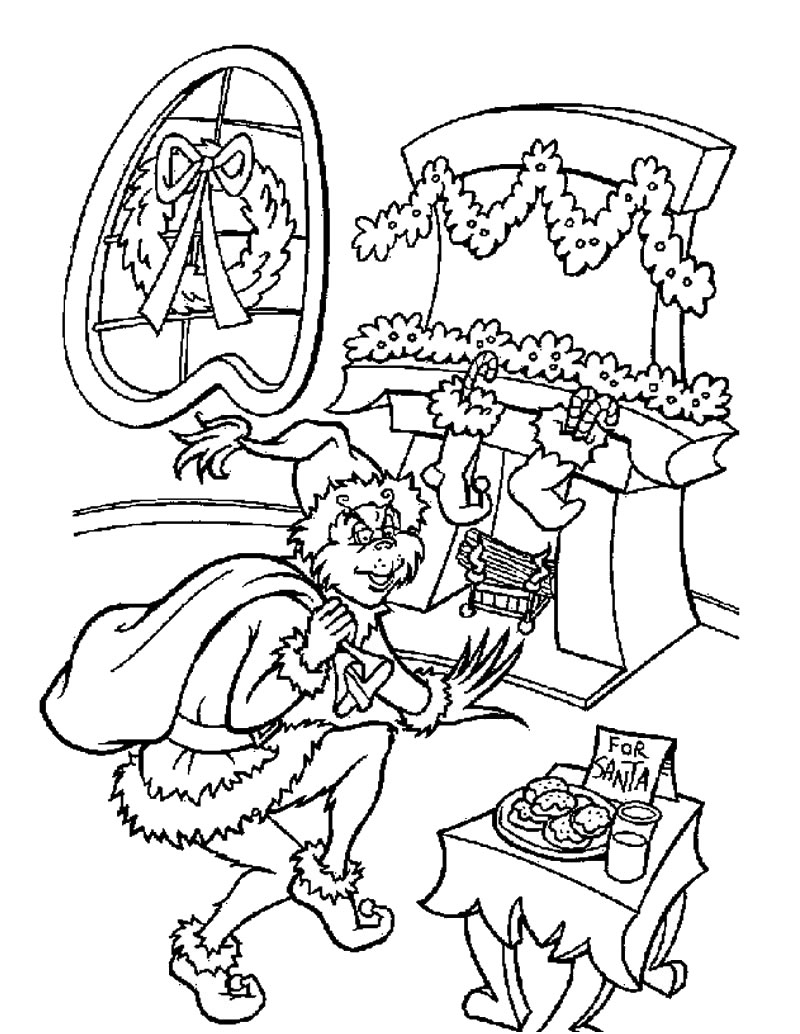 The grinch is santa claus coloring pages