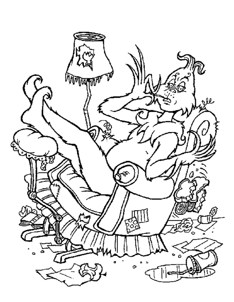 The Grinch S Head Coloring Pages Hellokids Com