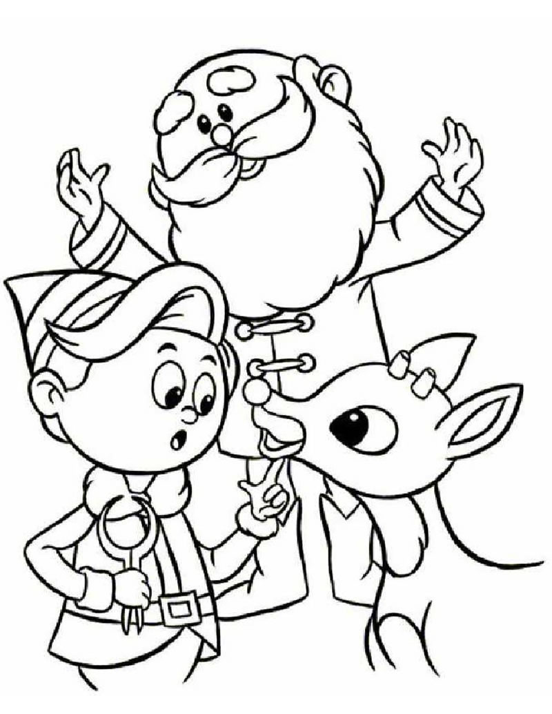 Rudolph, santa claus and hermey the elf coloring pages ...