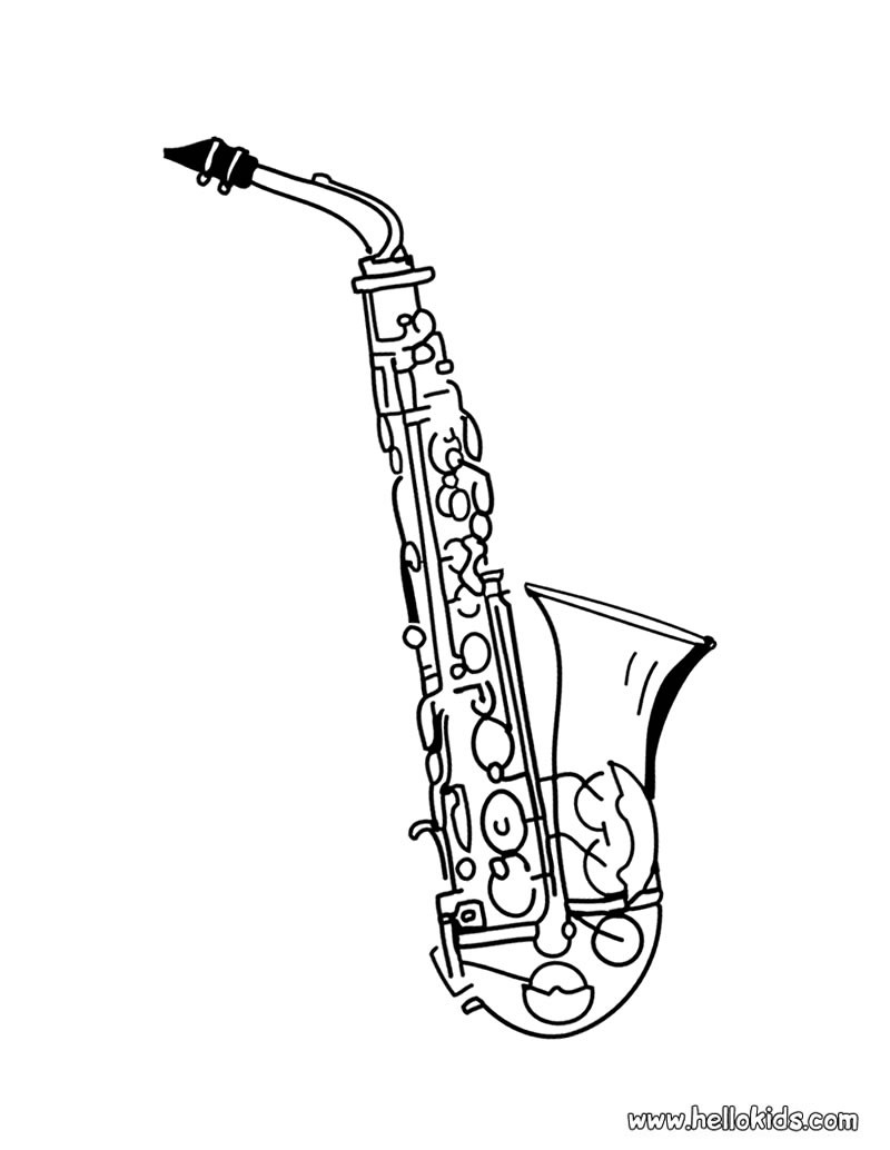 Saxophone printable Saxophone coloring page Coloring page MUSICAL coloring pages MUSICAL INSTRUMENT coloring pages