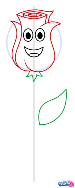 how-to-draw-rose-step6. STEP 7. Draw in the stem and the other leaf.