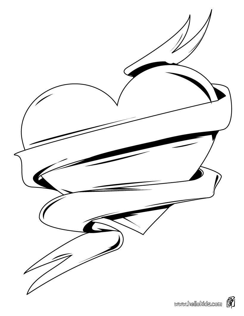 Feb 14th heart coloring pages - Hellokids.com