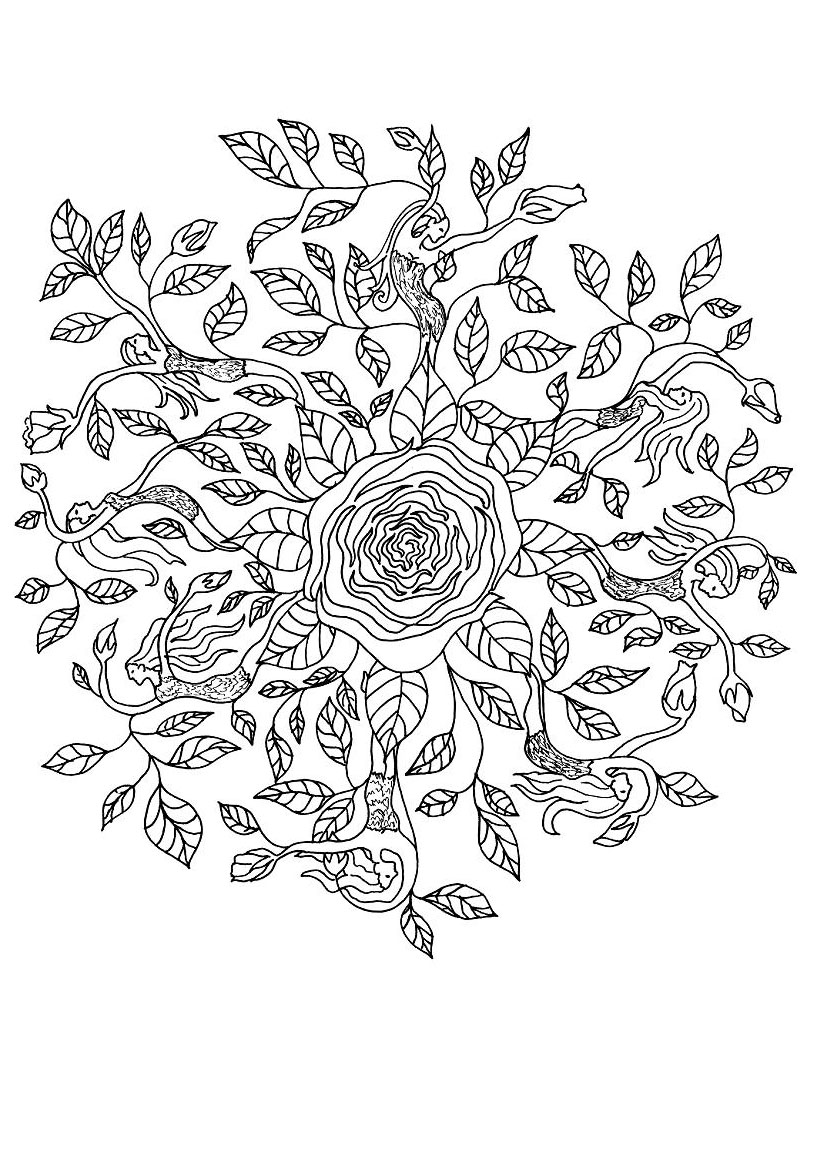 mandala roses coloring pages - photo #8
