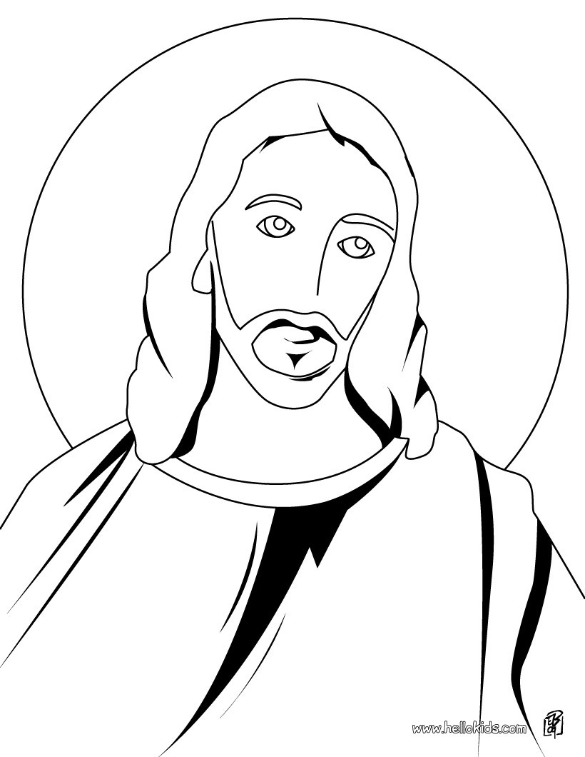 Jesus sharing Bread and Wine Holy Face of Jesus Christ coloring page