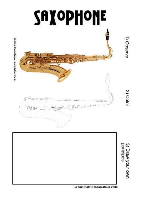 MUSICAL ACADEMY coloring pages - Saxophone out and color