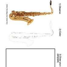 Saxophone to print out and color - Coloring page - MUSICAL coloring pages - MUSICAL ACADEMY coloring pages