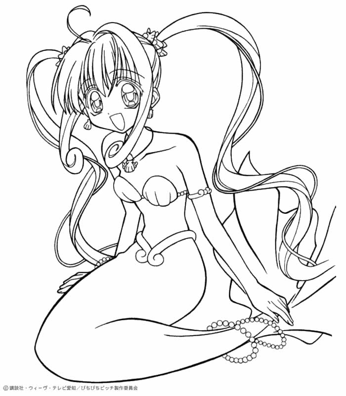 mermaid melody rina coloring pages