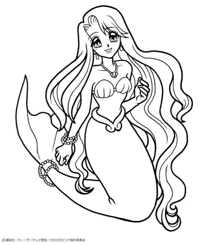 Noel Mermaid Princess Coloring Pages Hellokids