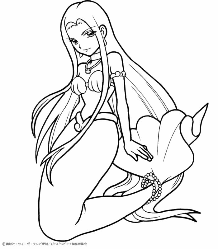 coloring pages anime. anime mermaid colouring pages