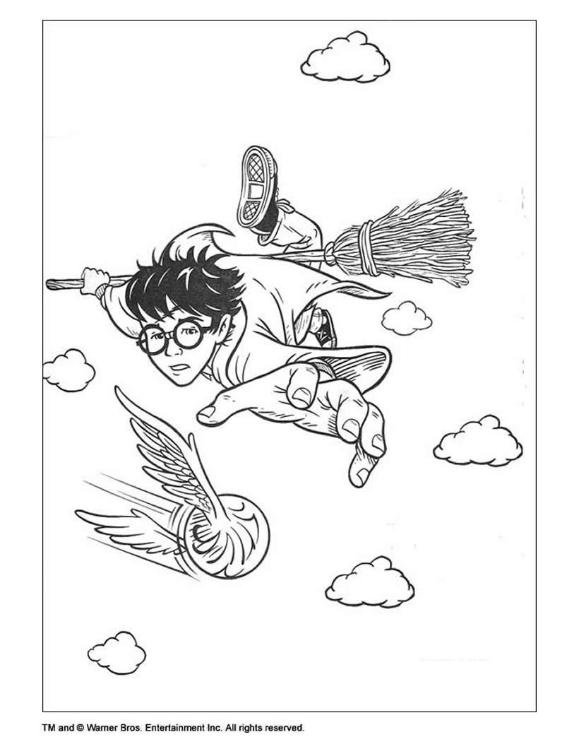 Flying Harry Potter Coloring Pages Hellokids Page Color Online Print