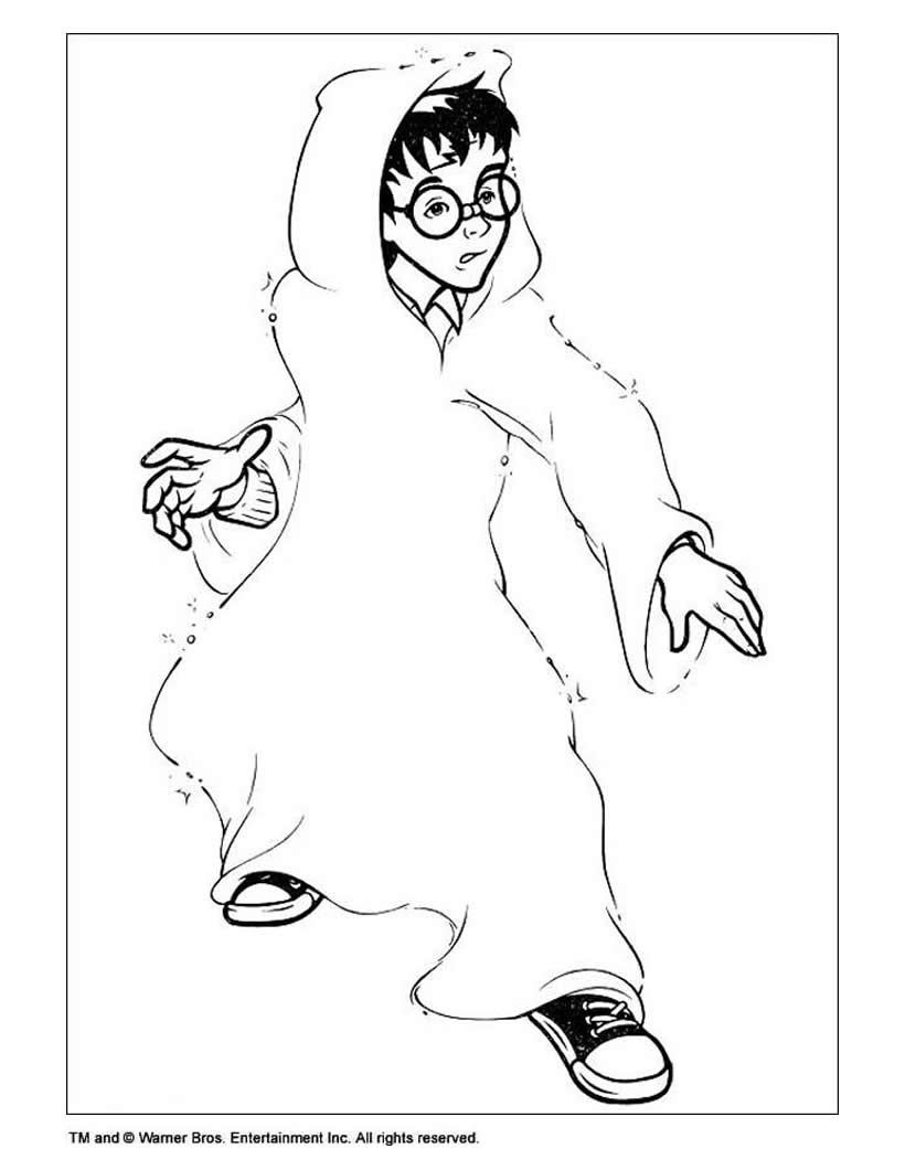 Harry potter with invisible cape coloring pages 