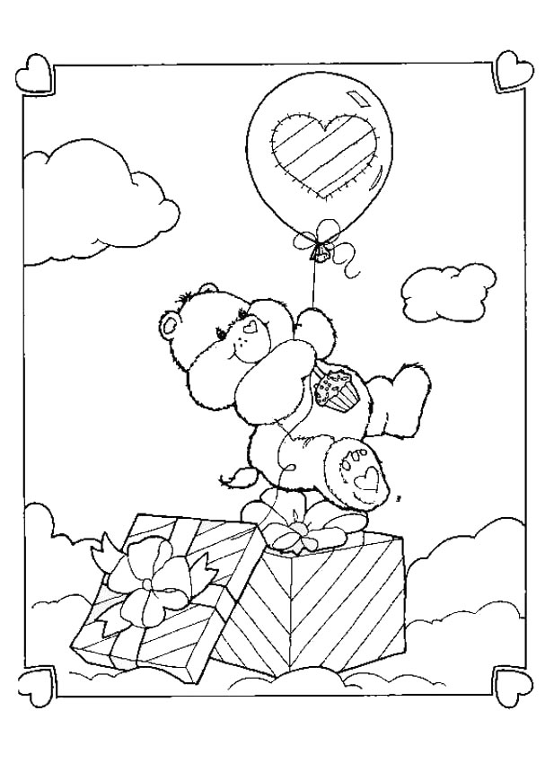 Care Bears Sleeping Coloring Pages Hellokids Birthday Bear Page